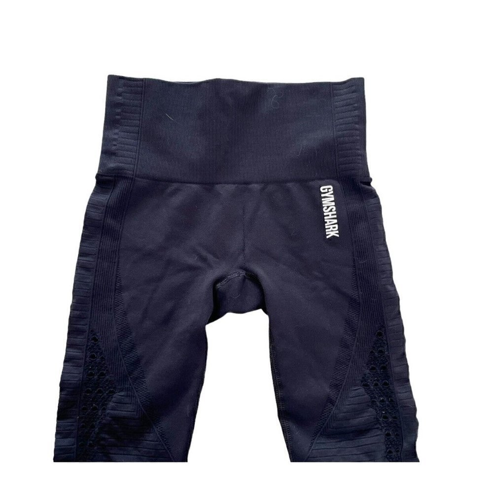 Gymshark Seamless Perforated Leggings Women’s XS Black Mid Rise Stretch Compress - Picture 3 of 8